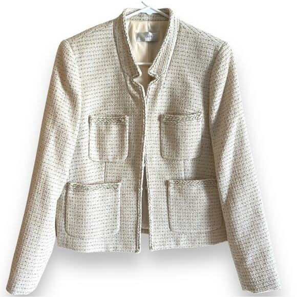 J.Crew Metallic Tweed Blazer Jacket in Off White - Size 10 ** - Picture 4 of 15